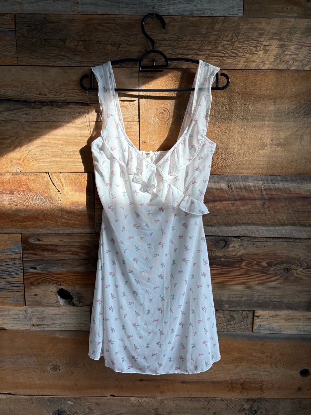 See You Monday White Floral Ruffle Slip